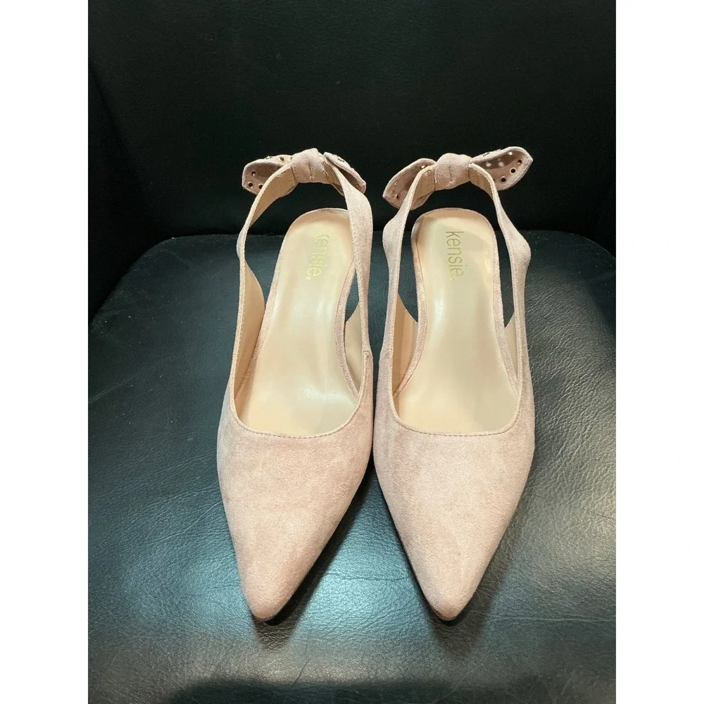 Kensie Olympia Slingback Heels Womens‎ 9 Rose Pink  Bow Kitten Pump